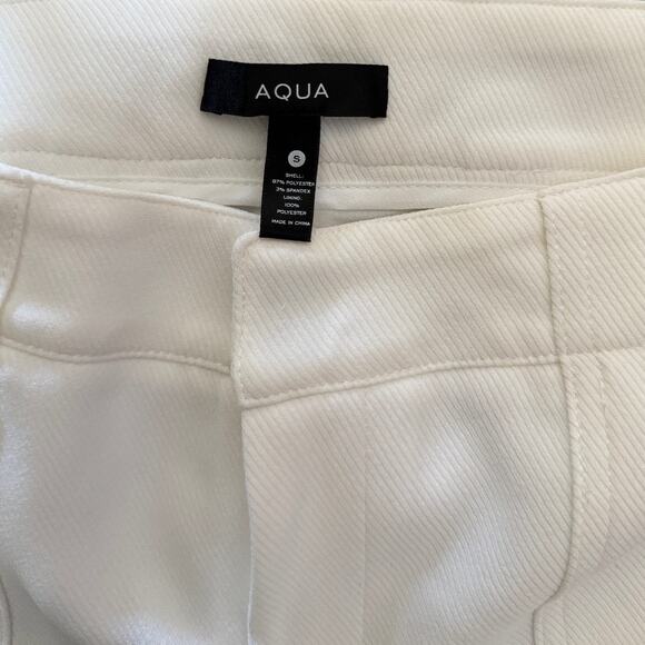 AQUA BLOOMINGDALES NWOT Twill Porkchop Pocket Hi-Rise Wide Leg Trousers S Ivory - Picture 6 of 9